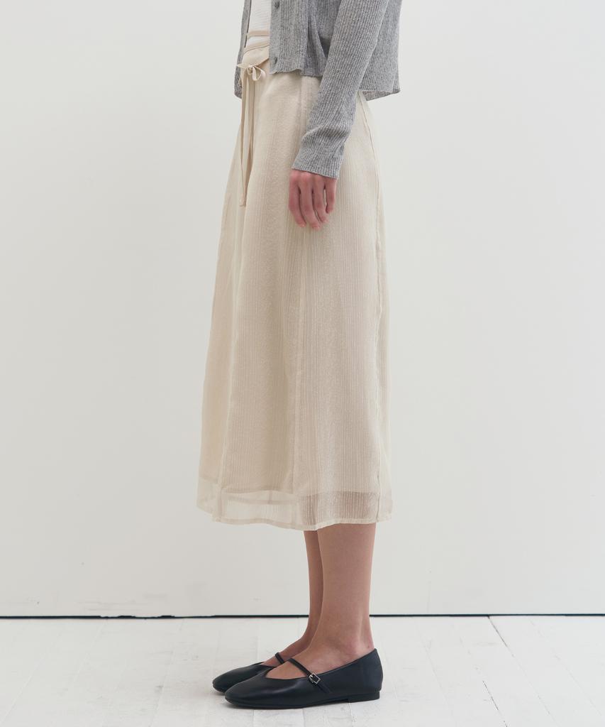 Deuloupisumeon Lacy Layered Long Skirt [Light Beige]