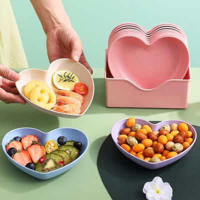 1 Set Obstteller in Lebensmittelqualität, BPA-frei, glatter Rand, einzigartige Form, hitzebeständig, vielseitig einsetzbar, stapelbar, herzförmig