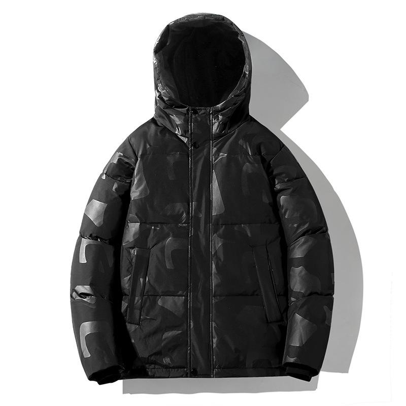 

Down jacket men s white duck down warm casual jacket autumn and winter new hooded down men s loose bread jacket M