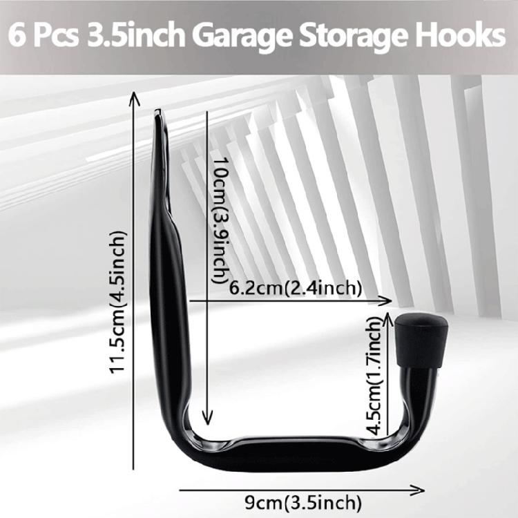 Practical Steel Wall Hooks For Bike Storage 6 Pack Space Saving Garage Organizers With Nonslip Coating