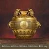 Brass Square Ornament Full Copper Three-Legged Golden Toad Treasure Bowl Jar Opening Gift Home Office Decoration