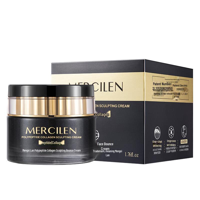 Crema Elástica de Polipéptidos y Colágeno Mengxi Lan 50g - Cuidado Facial Reafirmante y Lifting para Disminuir las Líneas de Expresión.