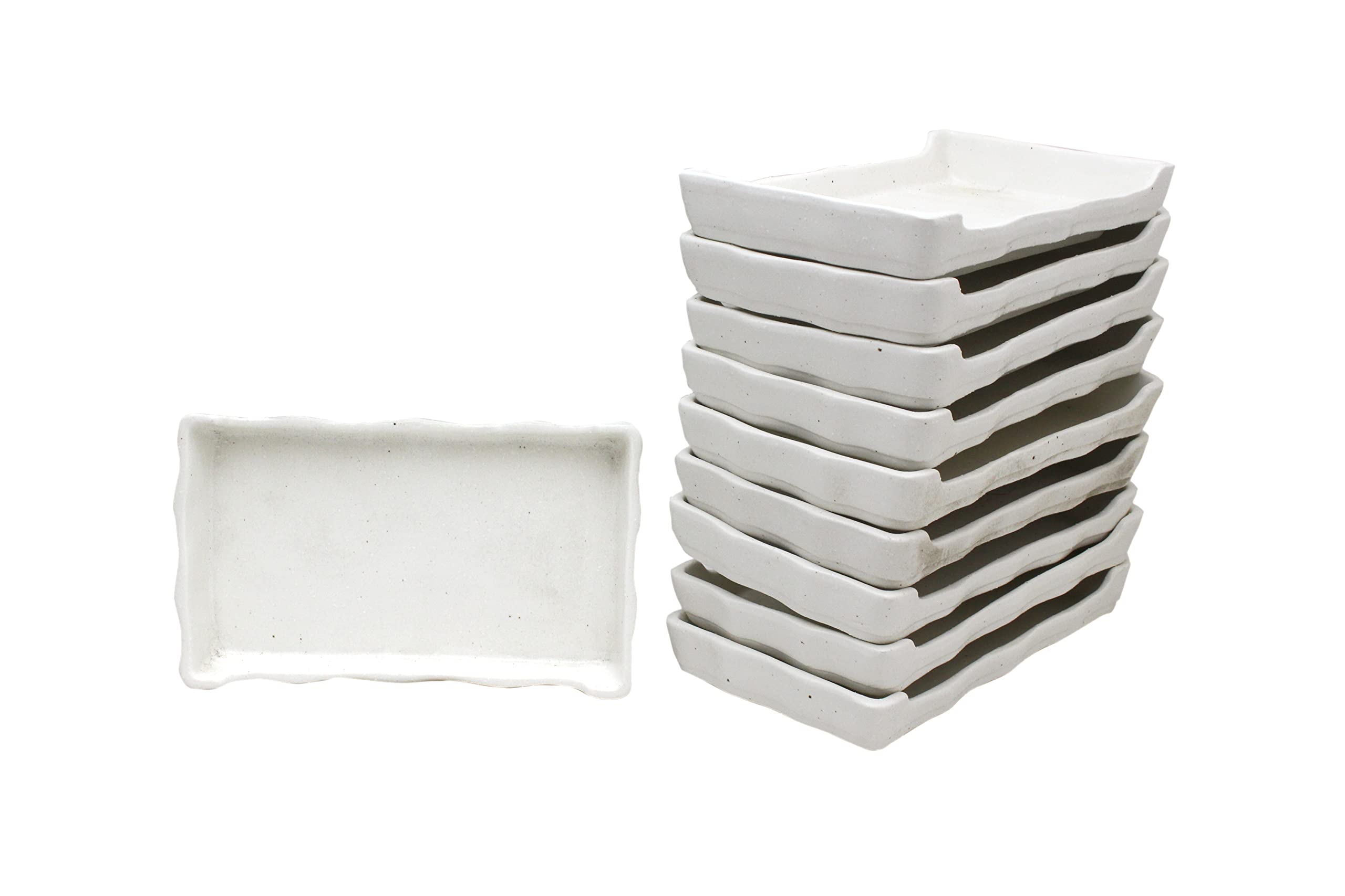 

Castle Enterprise Mino Ware Japanese Cafe Series [Oden & Yakitori Plates] White Bizen, Set of 10