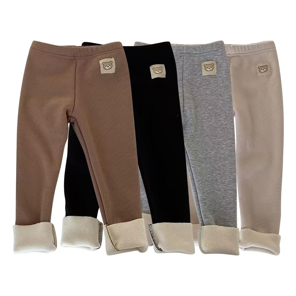 Unisex Kids' Plush Warmth Bottoms with Cartoon Patterns Ideal for Autumn and Winter Outdoor Activities Kids Pants