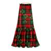 Women's Ruffled Casual Long Skirt Plaid Skirt Retro Pleated Skirt