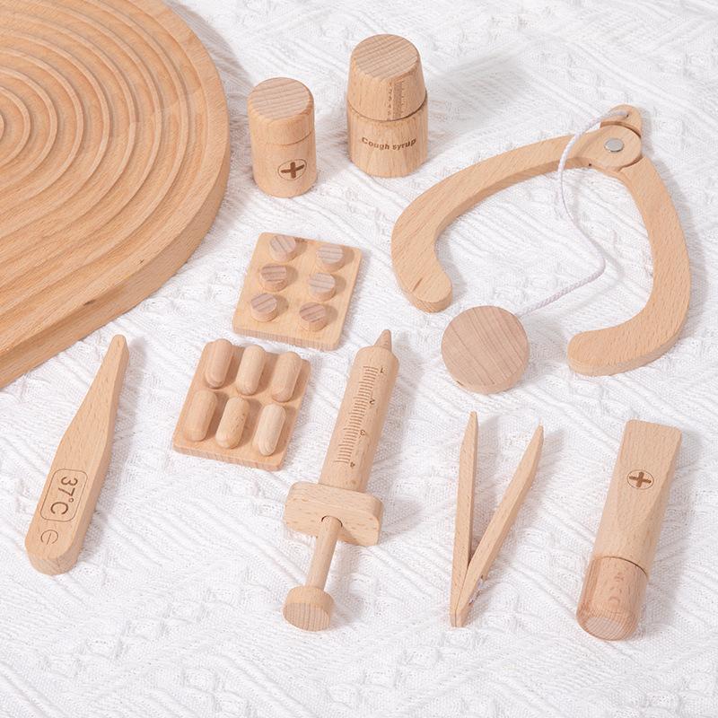 Wooden Children'S Play Doctor Set Fun Simulation Small Doctor Nurse Doctor Auscultation Toy