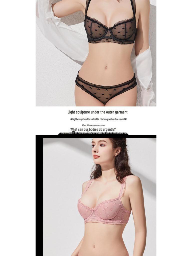 Sommer Französische Spitze Dessous Set für Damen: Ultradünne, Anti-Hänge-, BHs für große und kleine Brust
