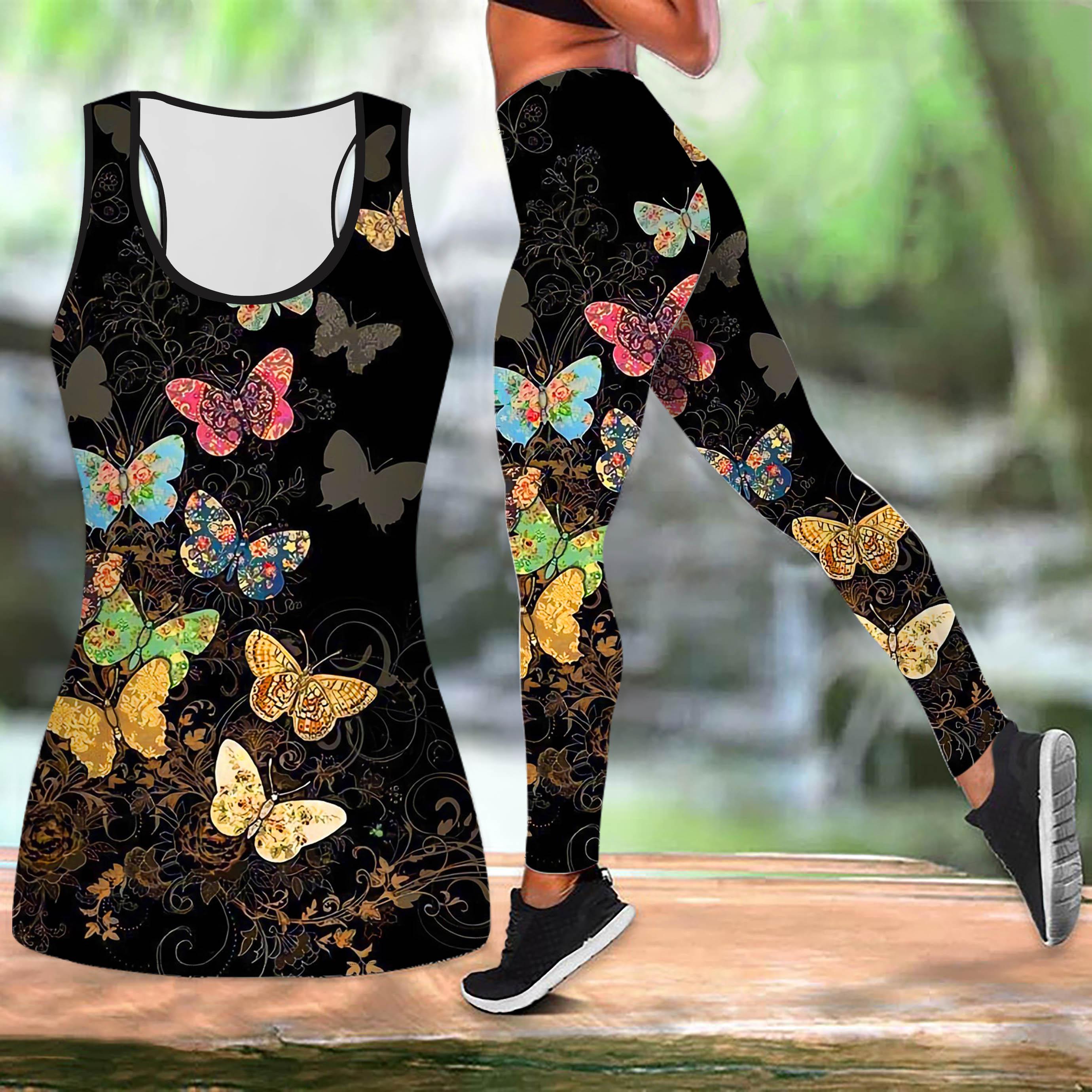 

Комплект для йоги с принтом «Бабочка для всей семьи» для женщин, модные леггинсы для тренировок, фитнес-спорт, повседневный комплект для йоги, спортивный костюм 3XL оранжевый