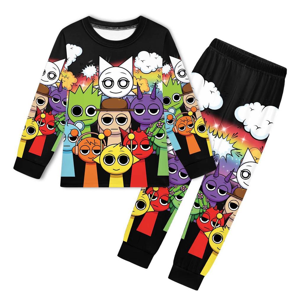 Fashion Cartoon Printed Loungewear Casual Children's Clothing Sets Girls