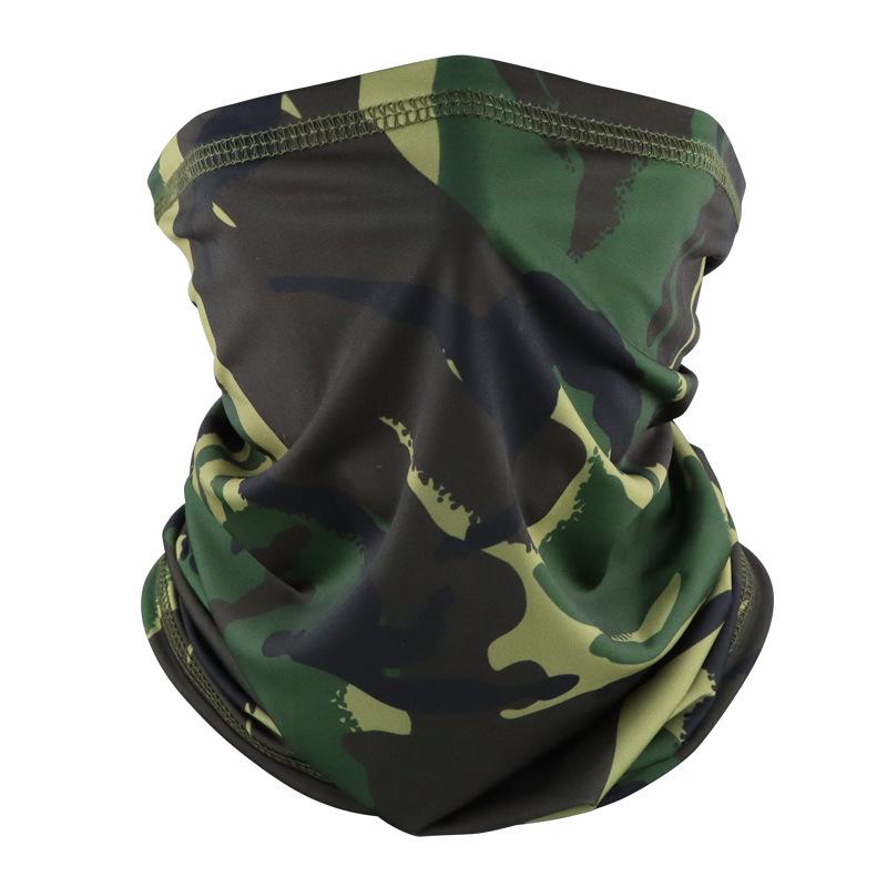 Camouflage Ice Silk Neck Gaiter: Multifunctional Summer Headscarf for Outdoor Cycling, Sun Protection, and Quick-Drying Breathable Face Mask for Men.