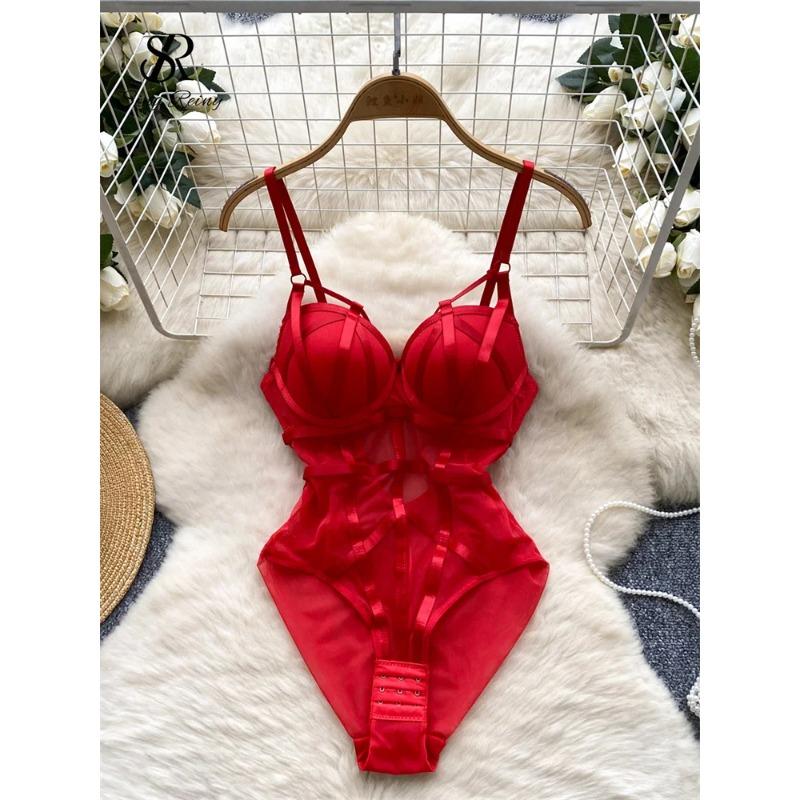 Women Corset Slim Sexy Bodysuits Sleeveless Gauze Short Playsuits Fashion Open Crotch Underwear Camis Solid Rompers