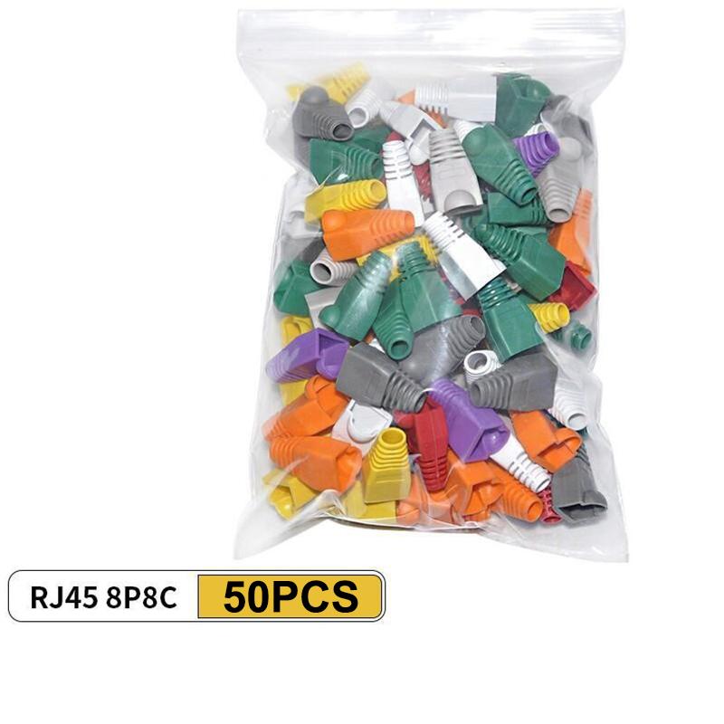 High-Quality RJ45 Cable Connector Plugs with Protective Boots, Pack of 50/100