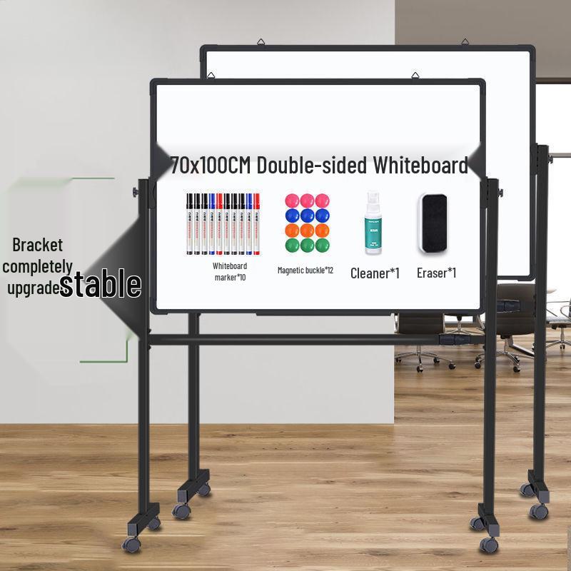 Double-Sided Movable Whiteboard & Blackout Board Easel Stand for Home & Office Teaching
