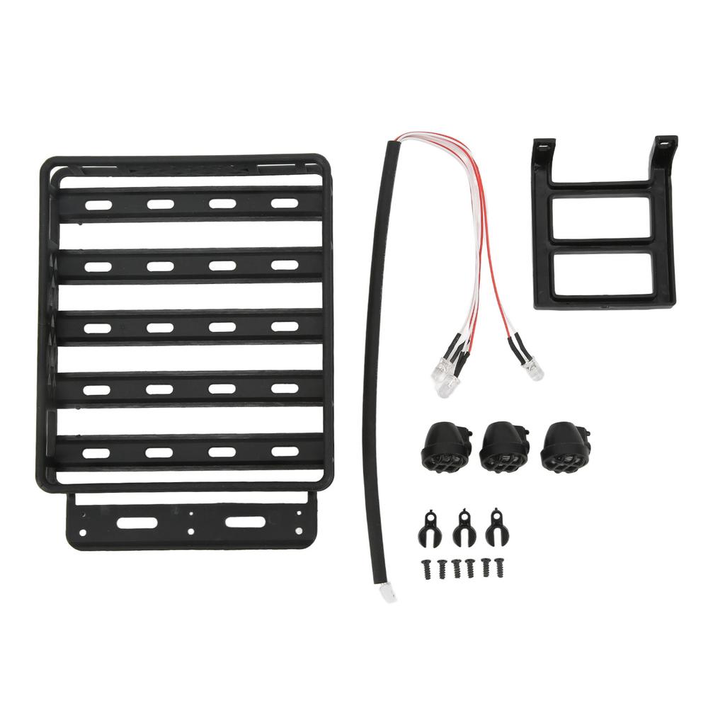 RC Roof Rack with LED Lights Universal Simulation Luggage Rack Kit for 114 RC Car Accessories