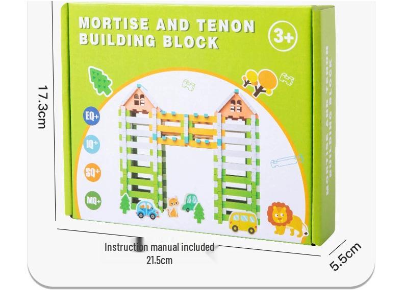 Educational Children's Wooden Building Blocks - Luban Mortise & Tenon, Free Assembly Cabin Gift for June 1st