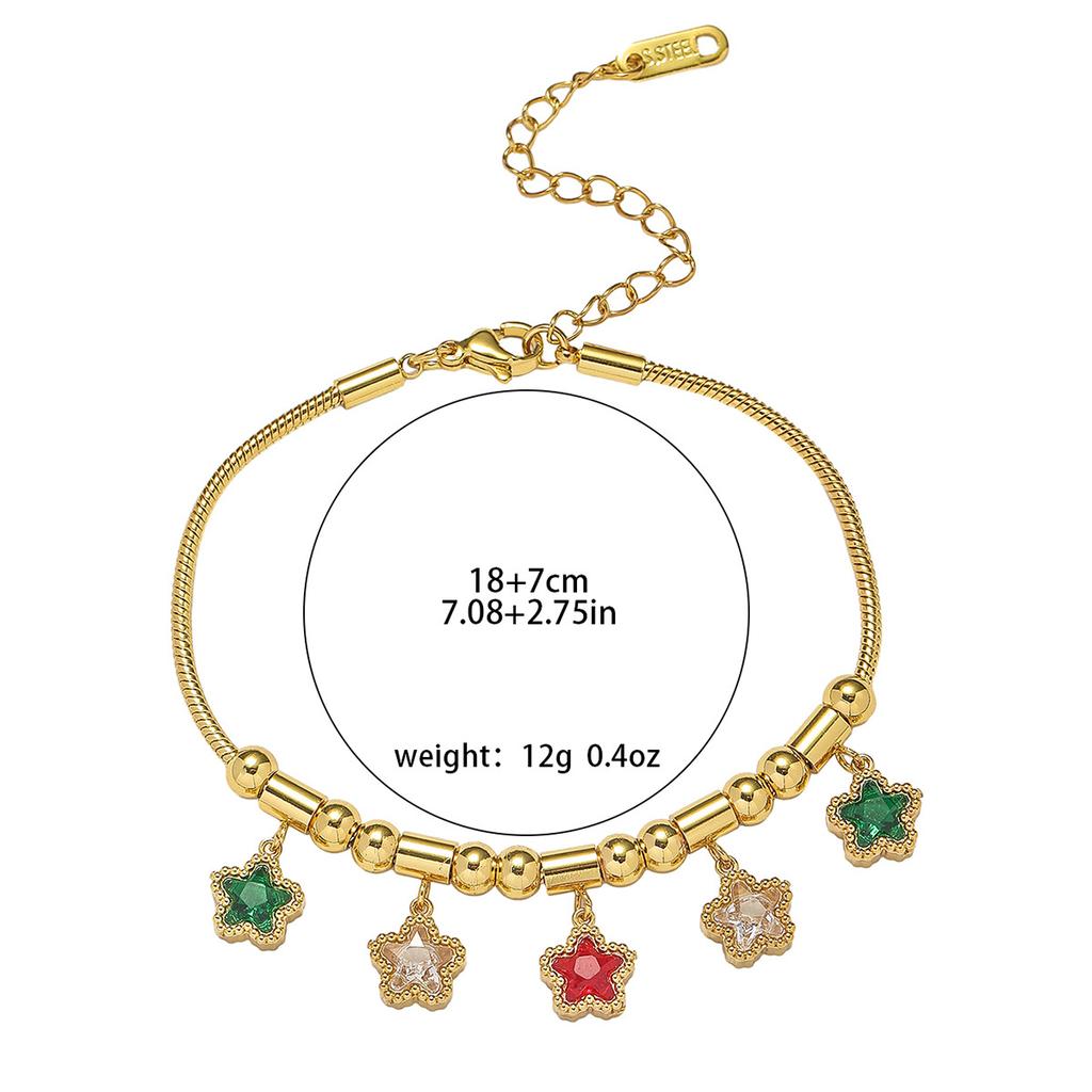 Charm Female Rainbow Zircon Stone Star Bracelet Gold Color Adjustable Wedding Jewelry For Women