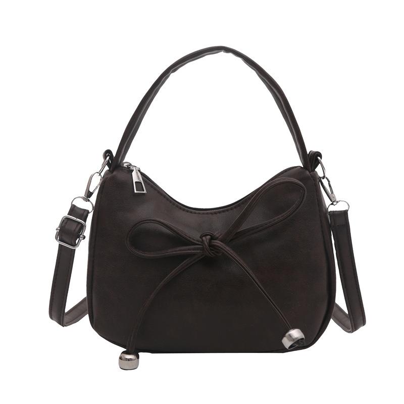 Retro bow handbag, armpit bag, women's winter new trendy messenger bag, textured shoulder bag