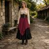Completo da Donna Bohémien Gotico a 2 Pezzi con Top Off-Shoulder e Gonna Lunga con Cintura a Corsetto