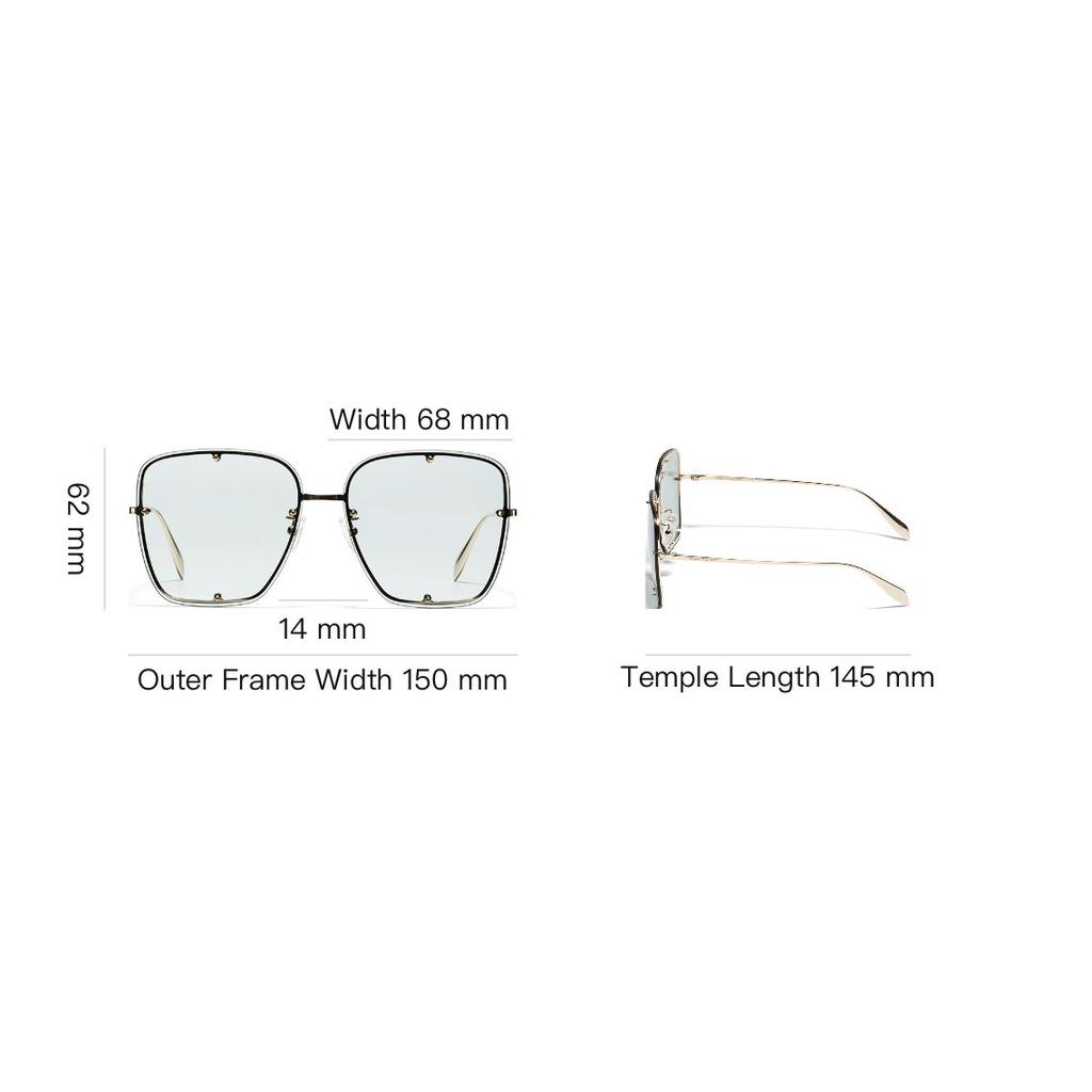 Alexander Mcqueen Nieten Square Gradient Grün Linse Punk Kultur Sonnenbrille Damen Sonnenbrille AM0364S-004-63