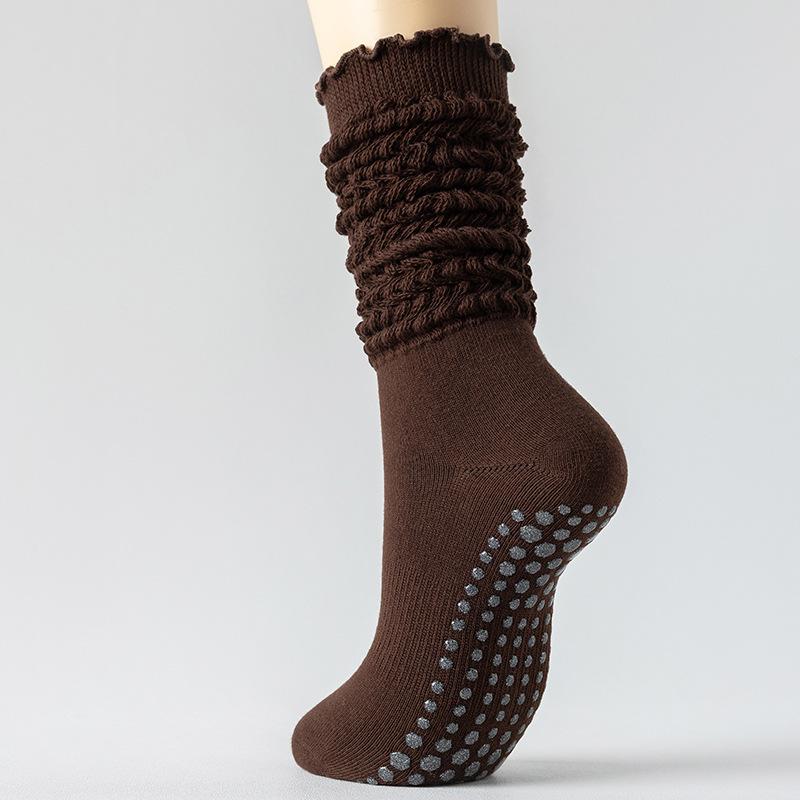1 Pair Women Non Slip Yoga Socks High Elastic Slouch Crew Socks Silicone Grip Fitness Pilates Socks