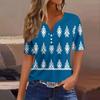 Women's T Shirt Tee Print Button Short Sleeve Daily Weekend Fashion Basic V- Neck Regular Top