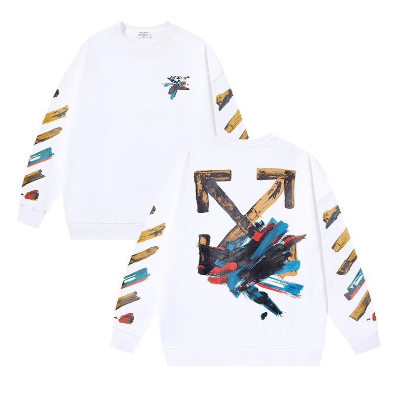 1319 Bianco Sporco 2026 Autunno/Inverno Nuovi Felpe con Cappuccio Girocollo Uomo e Donna Stampate con Grafite OW e Frecce