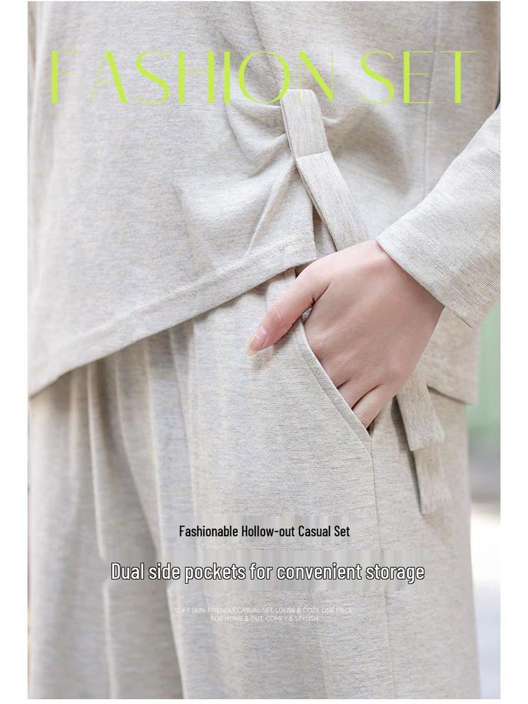 2026 Elegant Women's Suit Set: Long Sleeve & Pants, Loose, Fashionable, Comfortable, Casual, Simple, Breathable