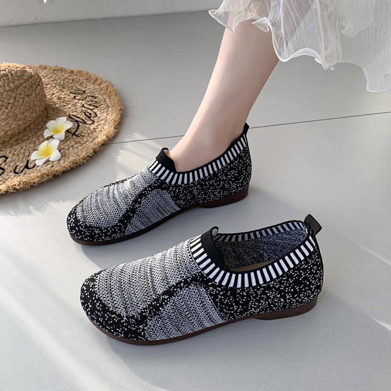 Fashion 2025 New Women's Breathable Knit Sneakers Casual Lace Up Outdoor Shoes Lightweight Mesh Low Top Shoes