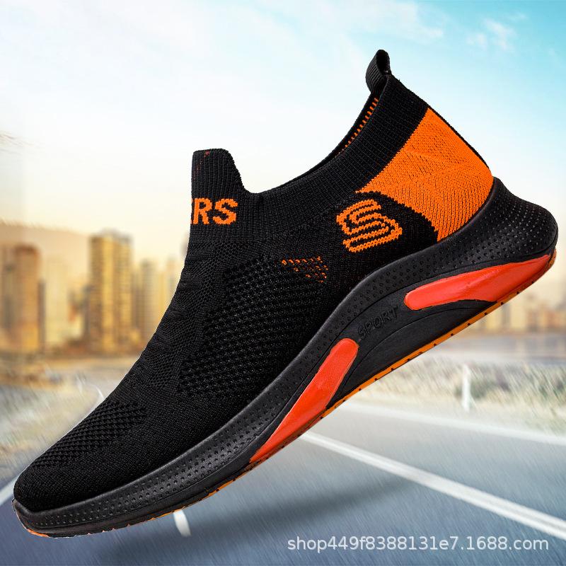

Socks men s shoes 2025 new casual breathable fly-woven sports shoes spring, summer and autumn running shoes outdoor personalized trendy shoes 41 бежевый