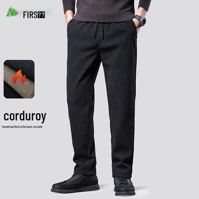 Herren Cord Fleecegefütterte Gerade Bein Freizeithose