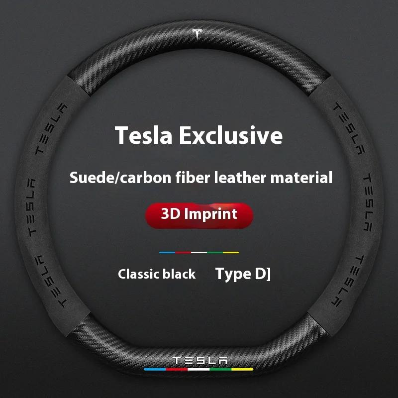 

Carbon Fiber Car Steering Wheel Cover for Tesla Model 3 S Y Model X Roadster 2019-2025 Auto Interior Steering Wheel Accessories