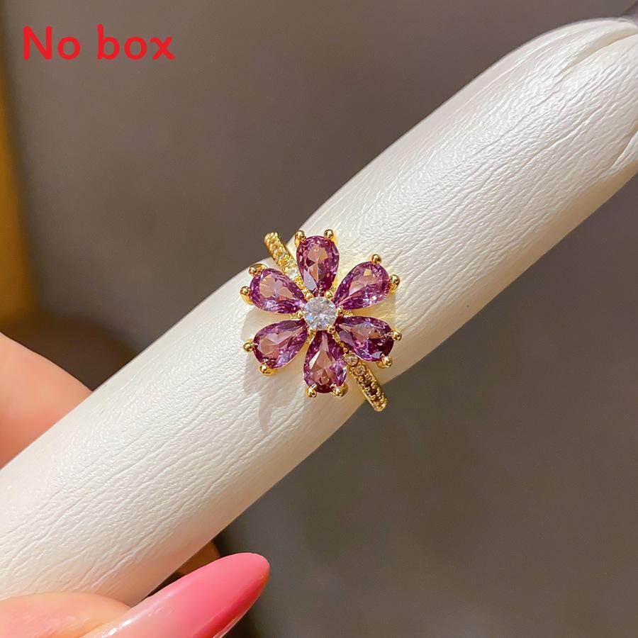 Floral Zircon Flower Ring With 18k Gold Plating For Women Fashion Accessories