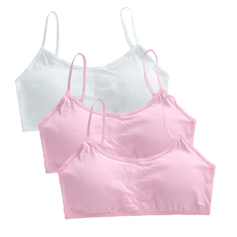 3pcs 8-16 Girls' Underwear Teenage Girls Small Bras Young Children Underwears Student Girls Wireless Solid Underclothes Kids Sports Training Bra Vest