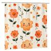 1pc Adorable Floral Shower Curtain,  Durable Polyester, Easy Clean, Vibrant Orange & Yellow Flowers