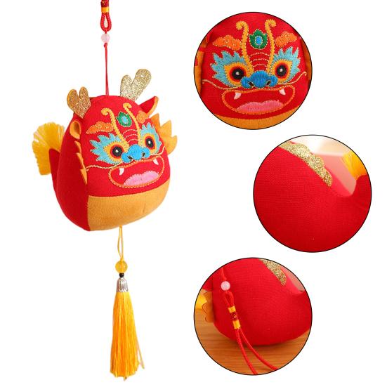 2024 Chinese New Year Dragon Plush Toy with Lanyard Tassel Dragon Mascot Doll Pendant Hanging Ornament Chinese Lunar New Year Gift