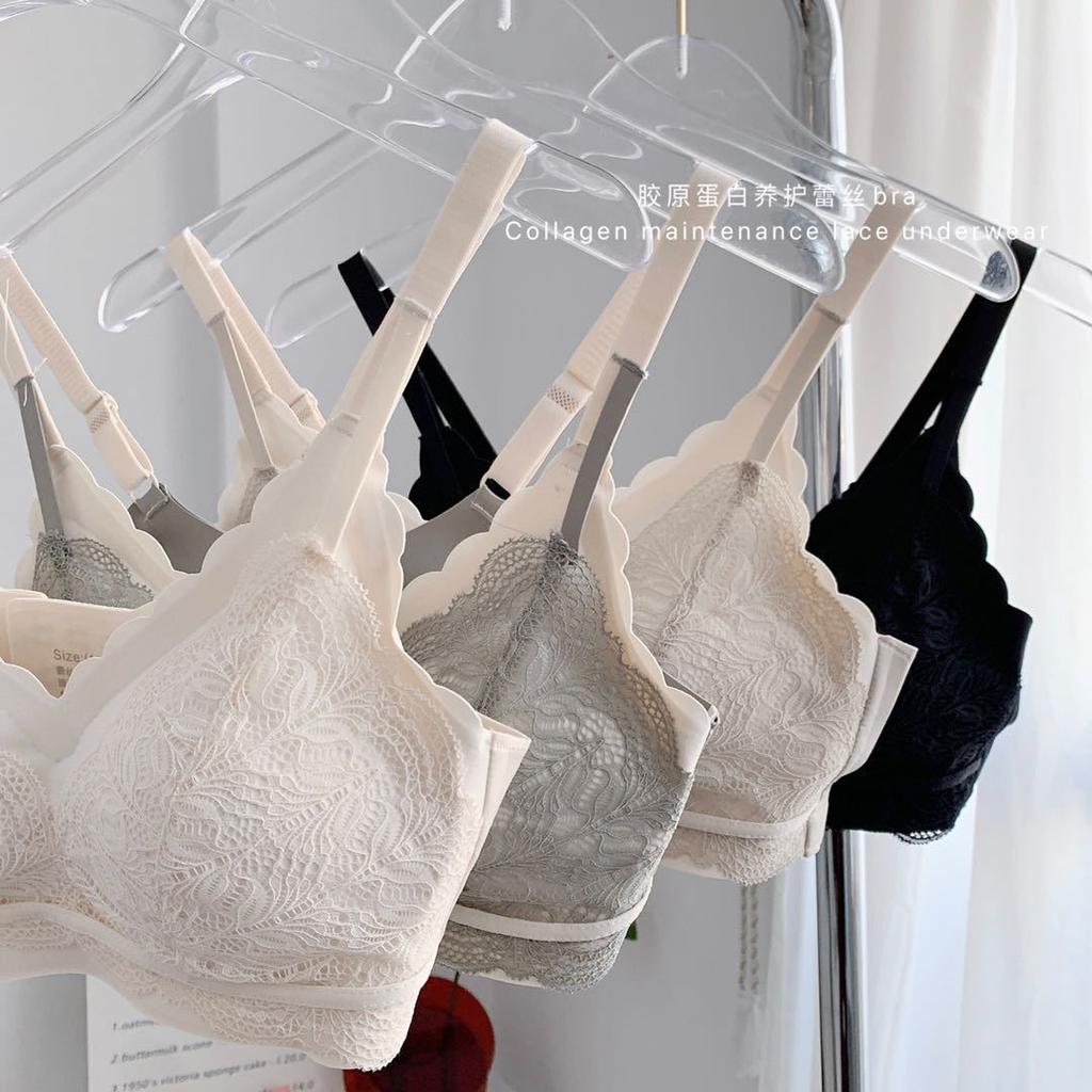 Collagen maintenance lace Japanese lace sweet and fresh seamless steel rim thin shoulder bra