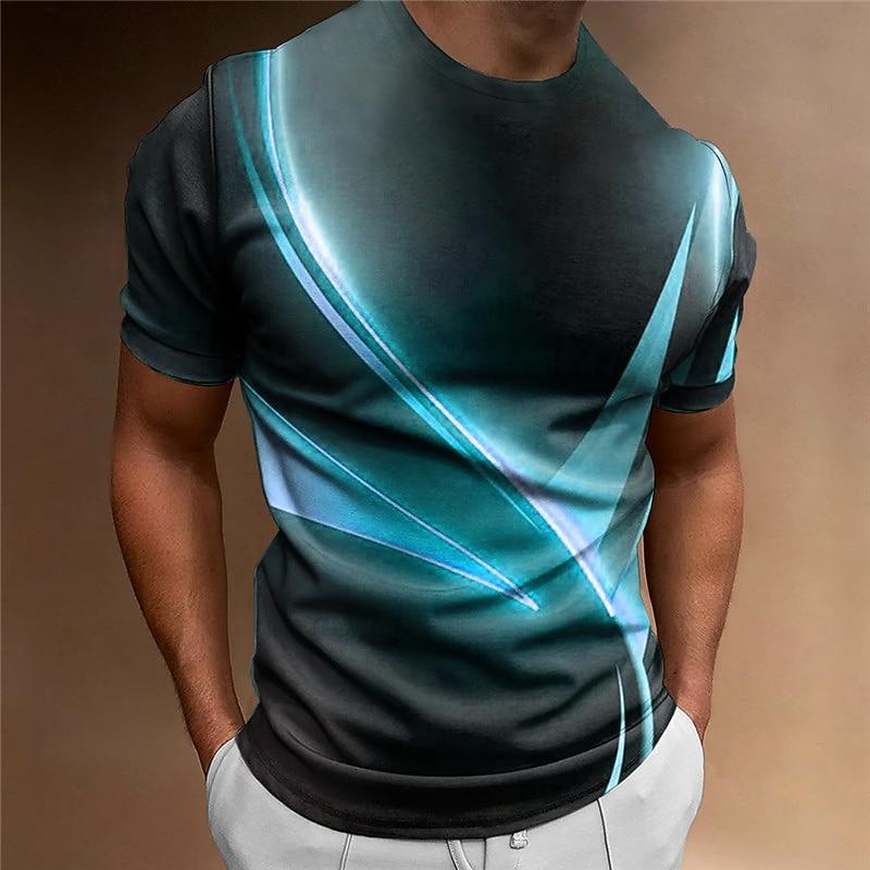 Men's Graphic Color Block T Shirt Short Sleeve T Shirt 3D Print Crew Neck Shirt Vintage Fashion Designer Outdoor Daily Sports Yellow Blue Purple