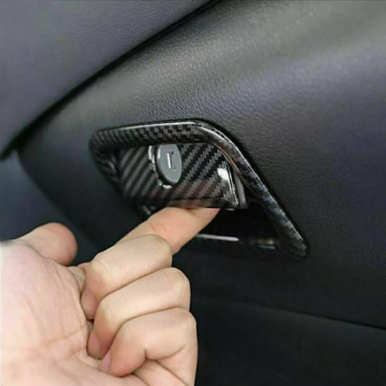 2x Carbon Fiber Copilot Storage Box Handle Cover Trim For Toyota Camry 2018-