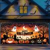 1PC Halloween Garage Banner Tapestry Decoration Ghost Cemetery Full Moon Pumpkin Ghost Photo Pattern Halloween Decoration