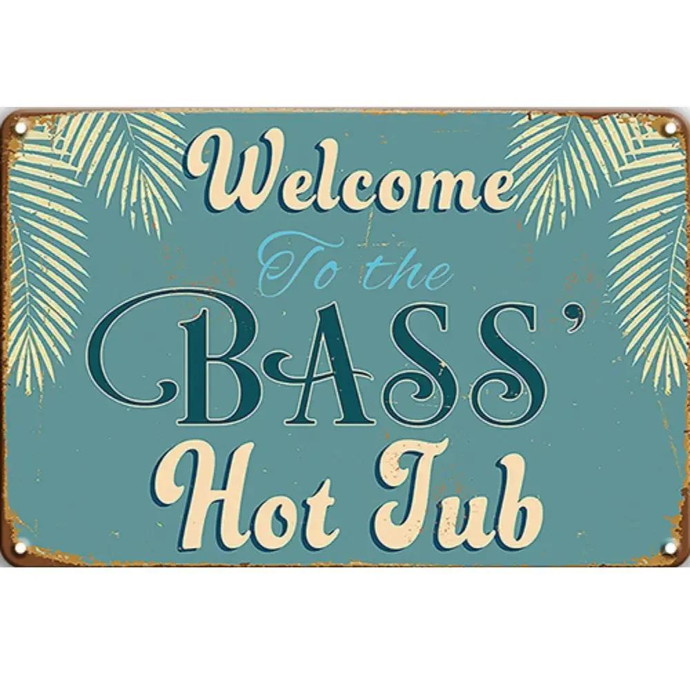 Metal Sign Hot Tub Rules Tin Sign Vintage Bar Home Bathroom Pool and Patio Decor Wall Decoration Tin Sign 12x8 Inches