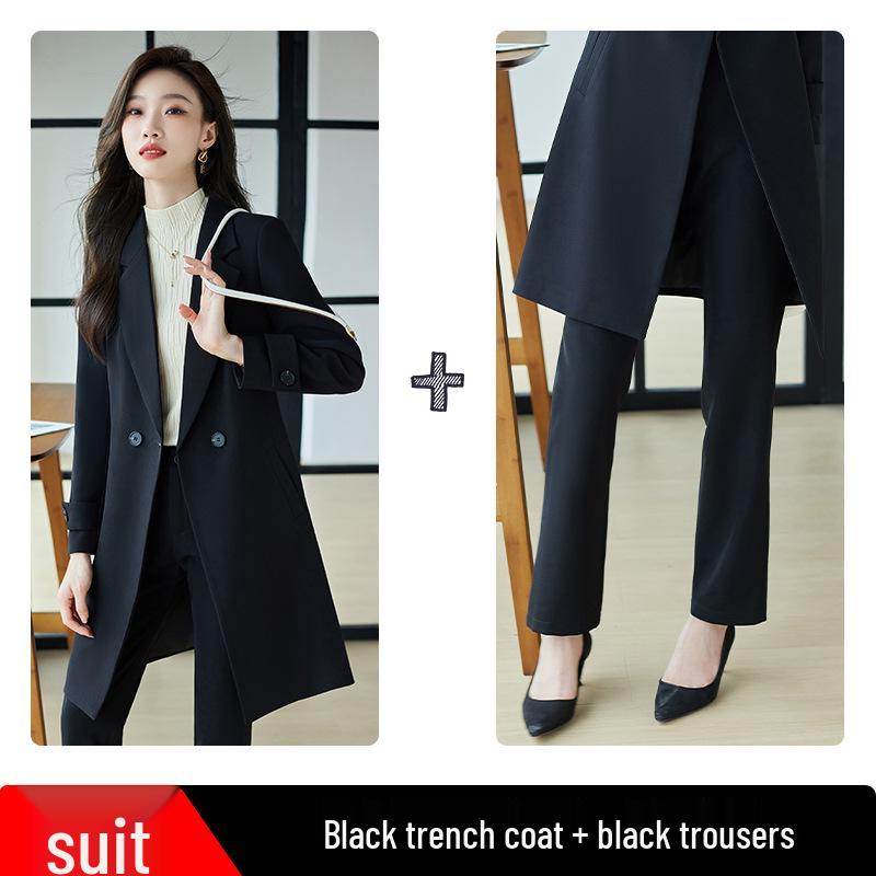 Damen Midilanger Roter Trenchcoat Anzug - High-End Businesskleidung für Herbst/Winter 2025
