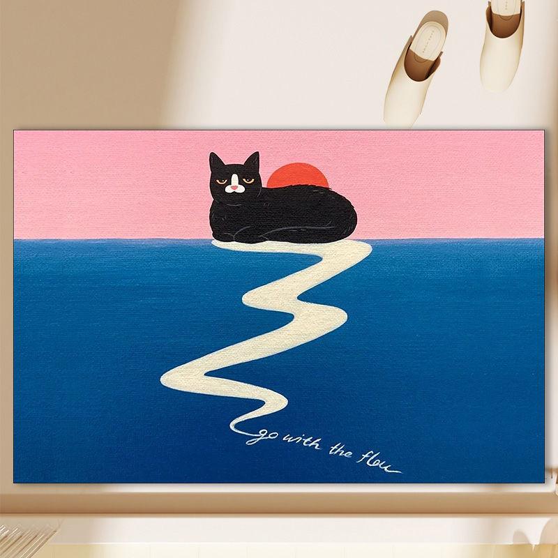 Cartoon Black Cat Diatom Anger Bathroom Floor Mat Bathroom Toilet Home Anti Slip Quick Drying Simple Toilet Floor Mat