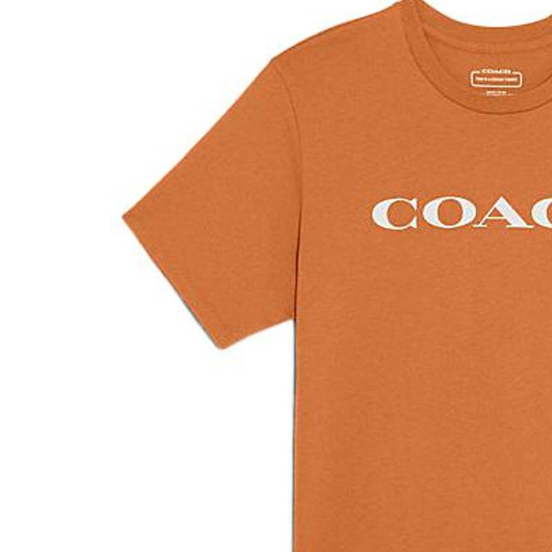 Coach SS22 Front Logo Letter Print Round Neck Short Sleeve T-Shirt Men Tops Orange C9693-BTR