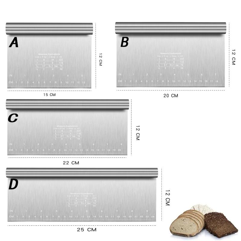 Stainless Steel Dough Scraper with Scale Pastry Cutter Cake Spatula Bread Pizza Flour Scraper Baking Tools