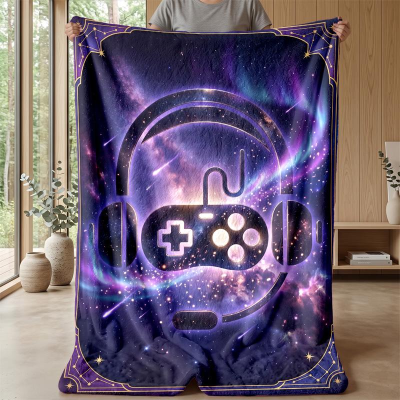 Cosmic Gamepad Design blanket Personalized Name Flannel Blanket Soft Cozy Plush Throw for Sofa Bed Lightweight Home Decor