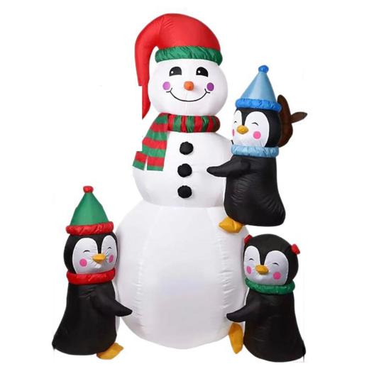 Lighted Christmas Inflatable Figurine Large Cute Blow Up Snowman Penguin Gingerbread Man Santa Ornaments with Built-in LED Light for Lawn Party Decor