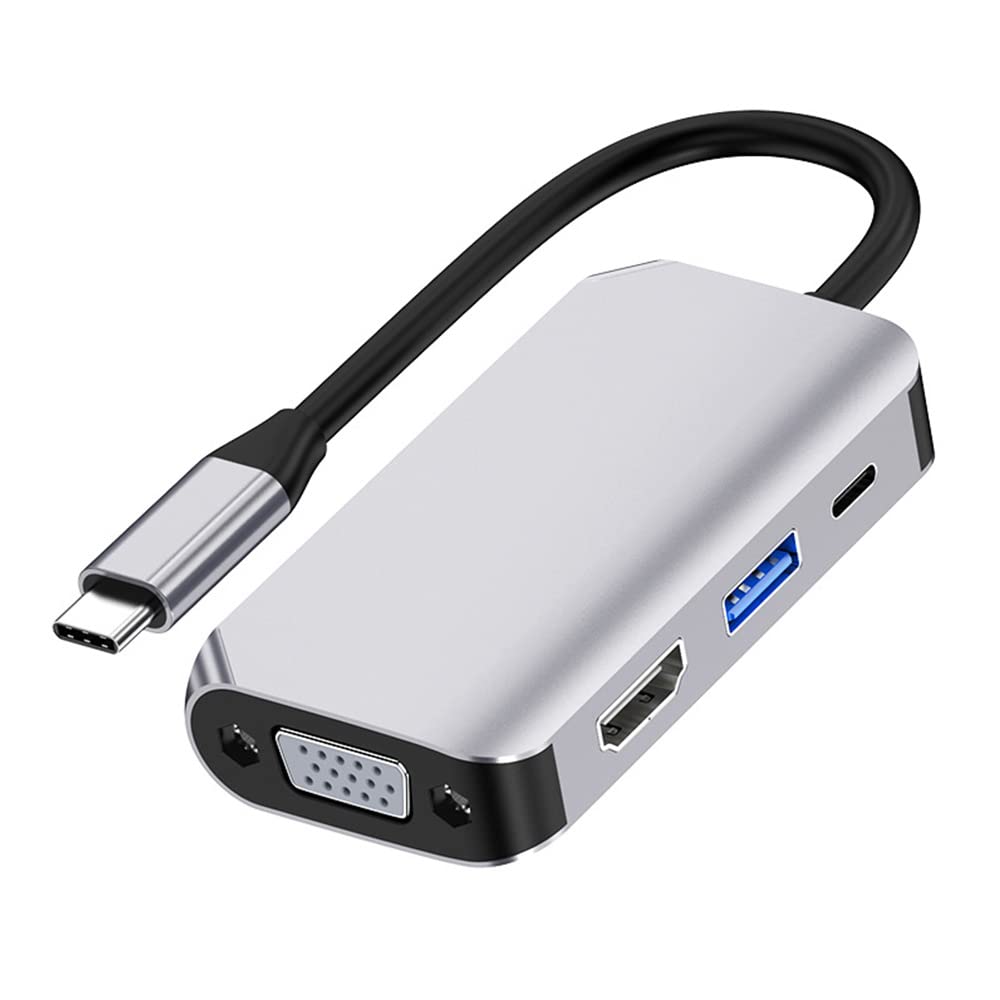 

Glvaner Hub 4in1 Charging Conversion Adapter 4K HDMI 1080P VGA High Speed Data Transmission Direct Plug Lightweight Easy to Carry Made of Aluminum сірий колір