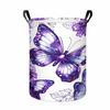 1pc, Purple Butterfly Laundry Basket, Watercolor Floral Butterfly Print Collapsible Storage Bin, Organizer Basket with Handles for Clothes, Towels, Be
