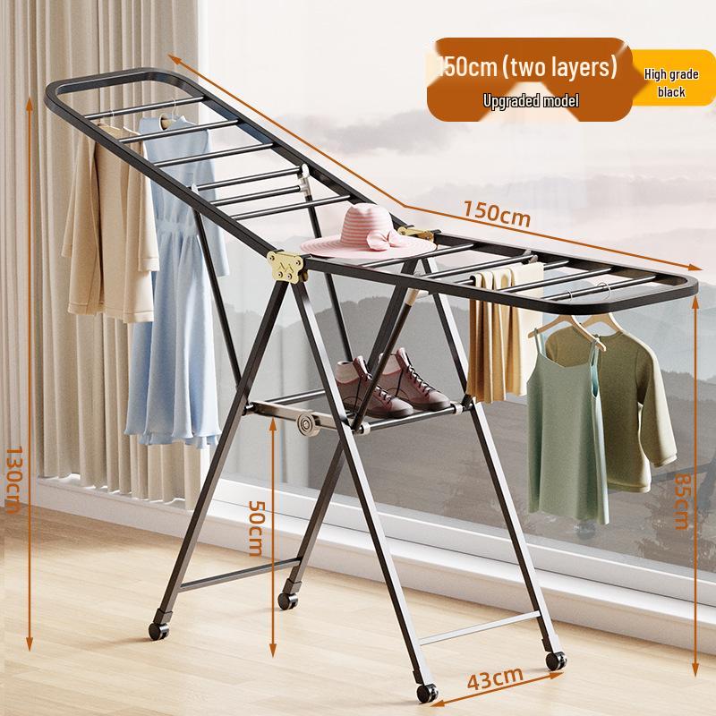 Foldable Wing-Shaped Clothes Drying Rack for Indoor/Outdoor Use