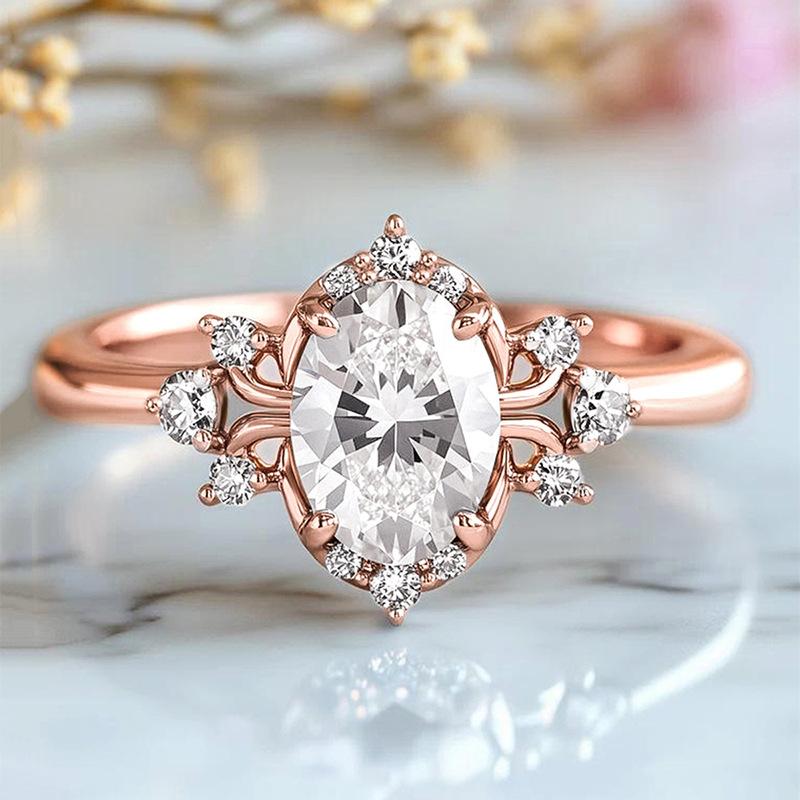 Classic Copper Alloy Zircon Ring Ladies Jewelry Wedding Promise Party Gift